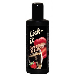 Masážní olej - Lick-it Sekt Erdbeere 100ml